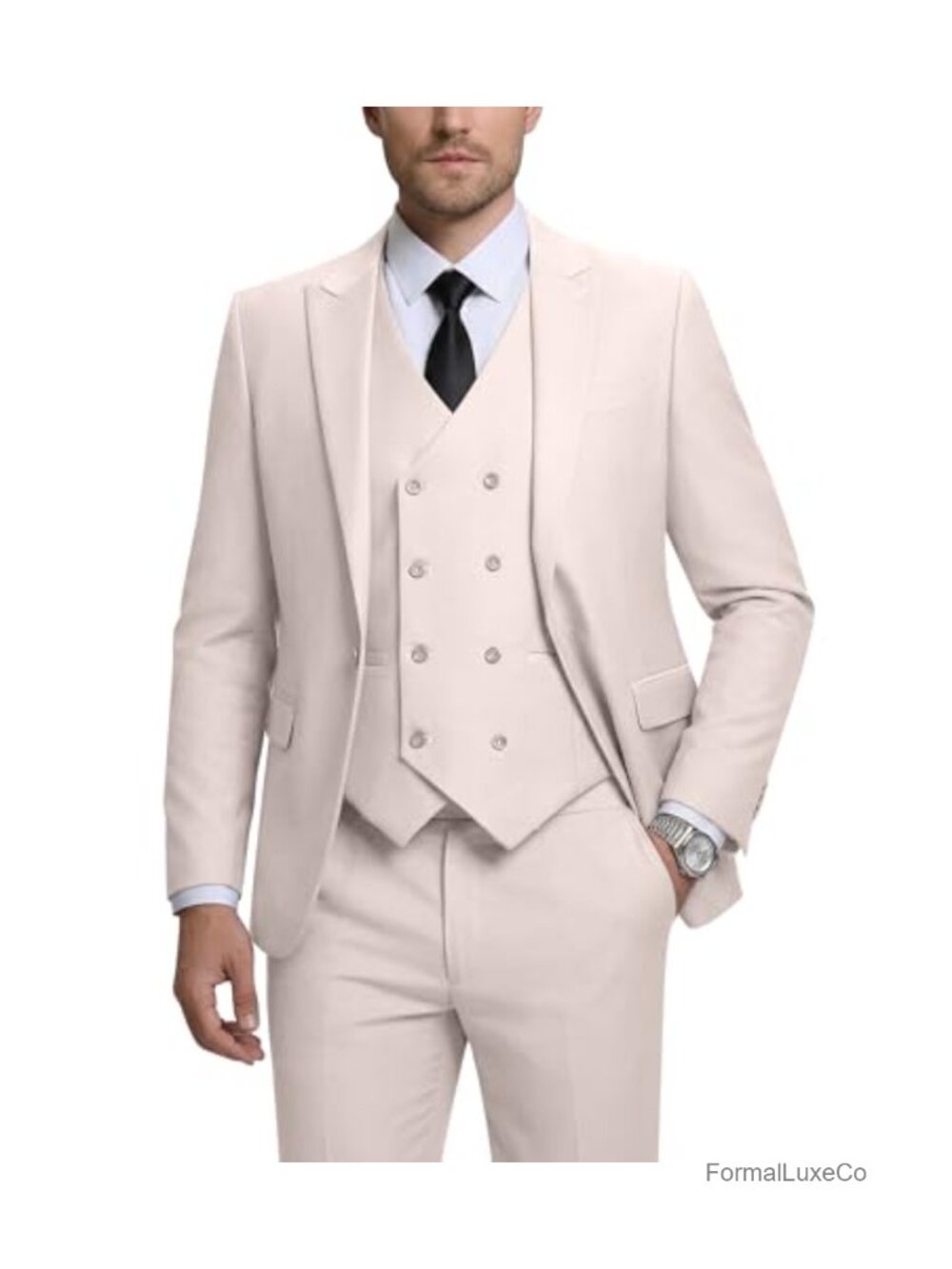 Men's 3 Piece Slim Fit Double Breasted Suit Wedding Tuxedo Prom Groomsmen 80%